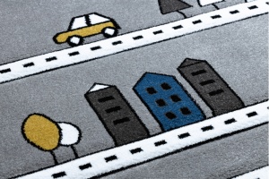 Detský sivý koberec PETIT Cesta a ulice