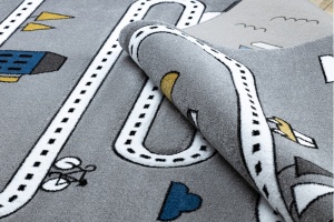 Detský sivý koberec PETIT Cesta a ulice