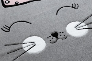 Detský sivý koberec PETIT Mačka