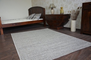 Sivý šnúrkový koberec sizal floorlux 20389 strieborno/čierny vzor