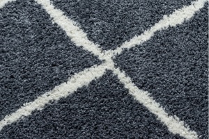 Sivý shaggy koberec Berber Cross B5950 kruh