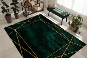 Zelený Glamour Koberec Emerald 1022 so zlatým vzorom