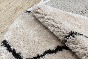 Krémový/antracitový koberec Fluffy 2373 kruh