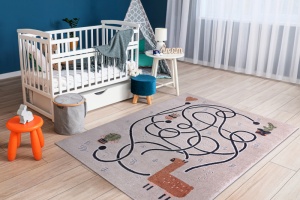 Béžový detský koberec Fun vzor Lama