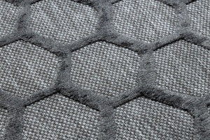 Antracitový Sizal koberec Santo 58391 vzor šesťuholník